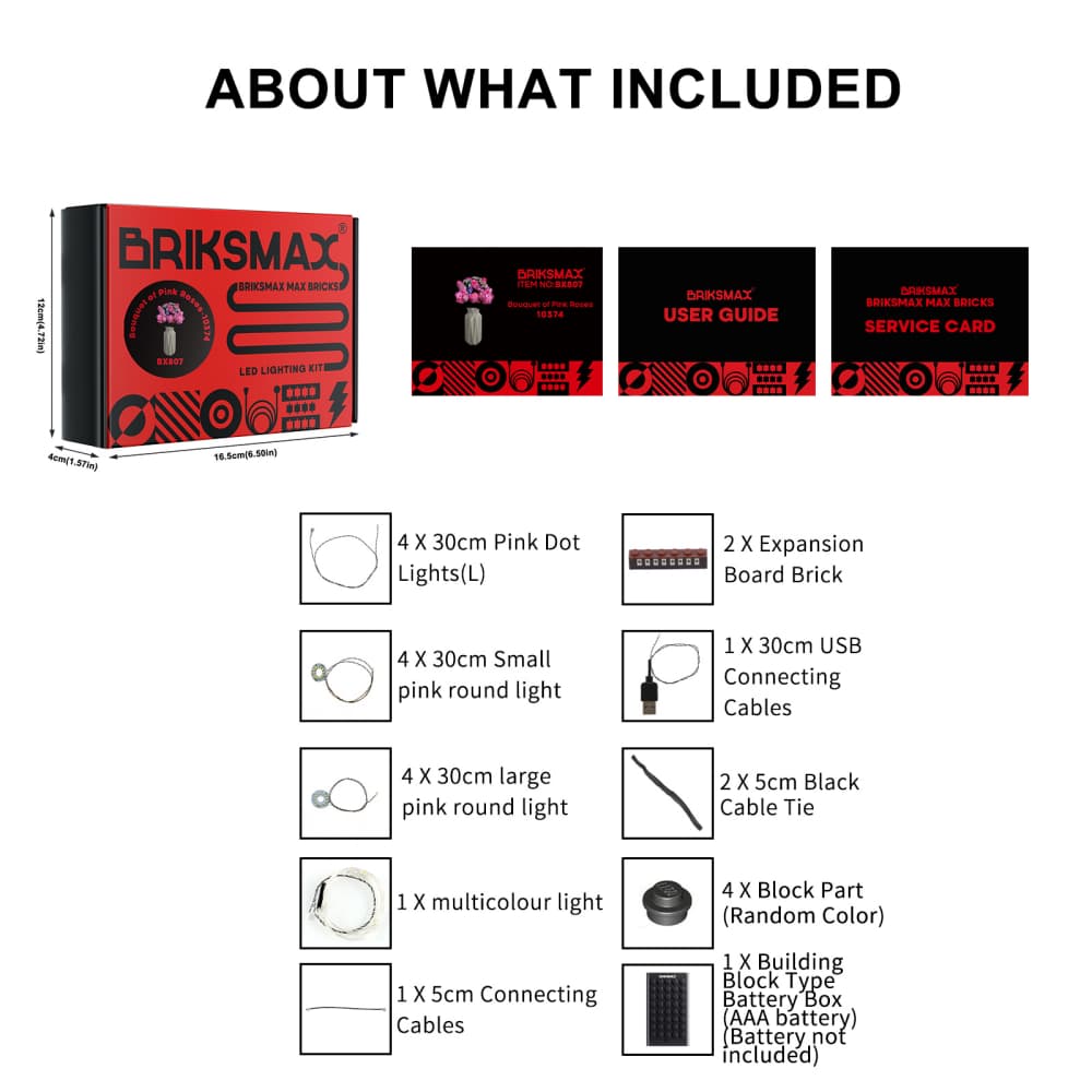 Light Kit For Bouquet of Pink Roses #10374- Briksmax 2.0