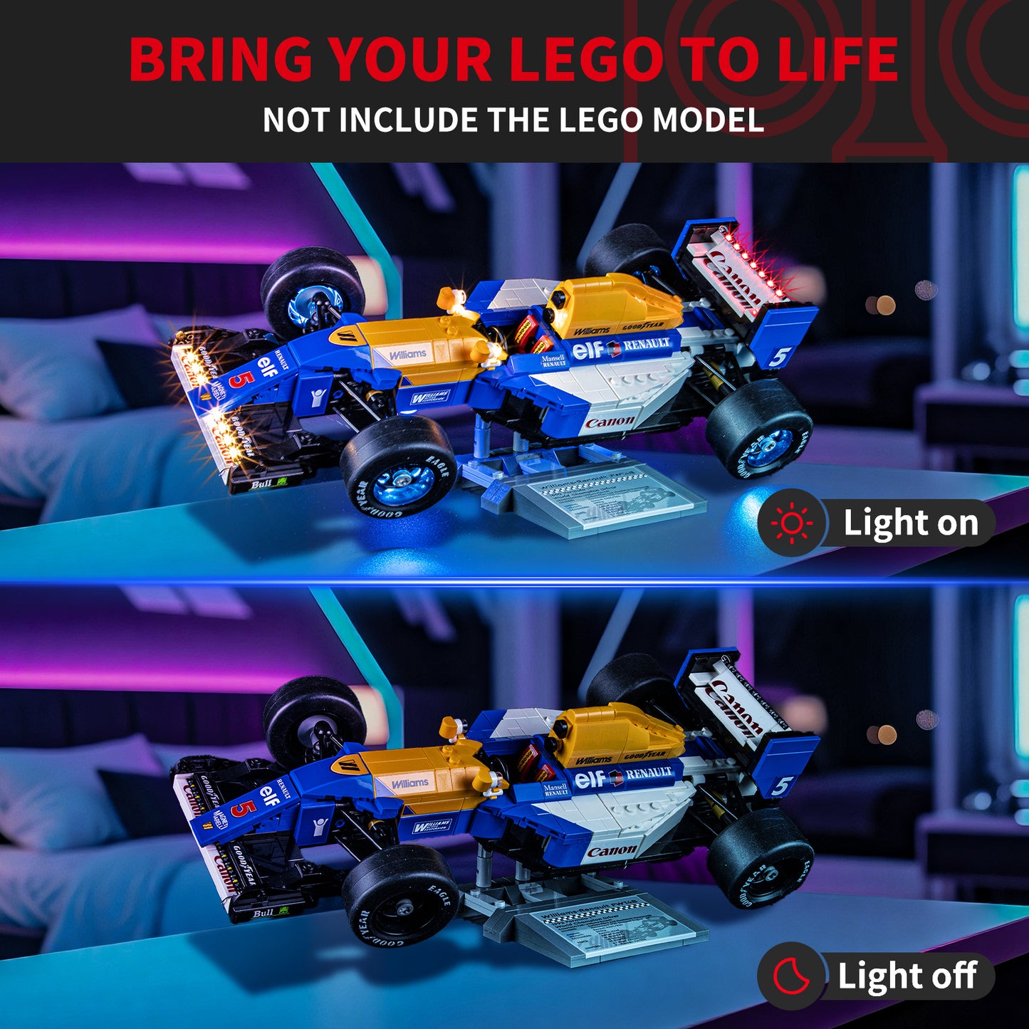 Briksmax 2.0 Light Kit For LEGO Williams Racing FW14B & Nigel Mansell #10353-3