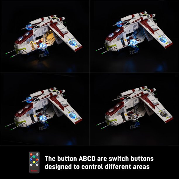 BRIKSMAX LED Lighting Kit for Republic Gunship Compatible with 75309 Building Model, Light Set with Remote Control(Not Include The Building Set)