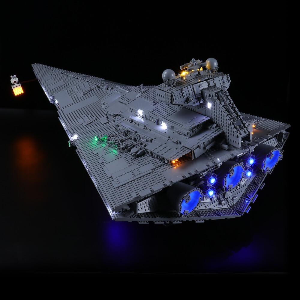 add blue lights to lego imperial star destroyer 75252 engine exhaust
