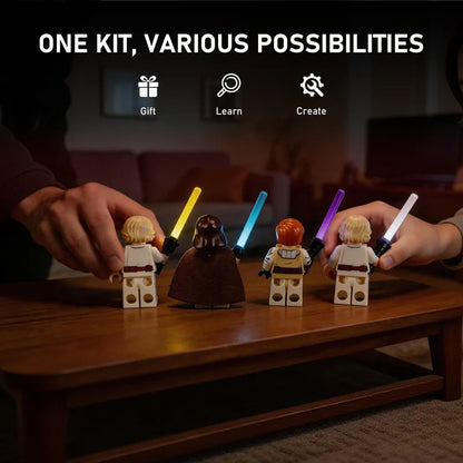 Star Wars Lightsaber LED Kit Bundle – White / Purple / Yellow / Ice Blue + Expansion Board, USB & Cables