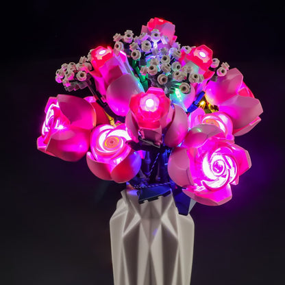 Light Kit For Bouquet of Pink Roses #10374- Briksmax 2.0