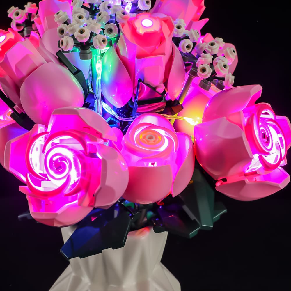 Light Kit For Bouquet of Pink Roses #10374- Briksmax 2.0
