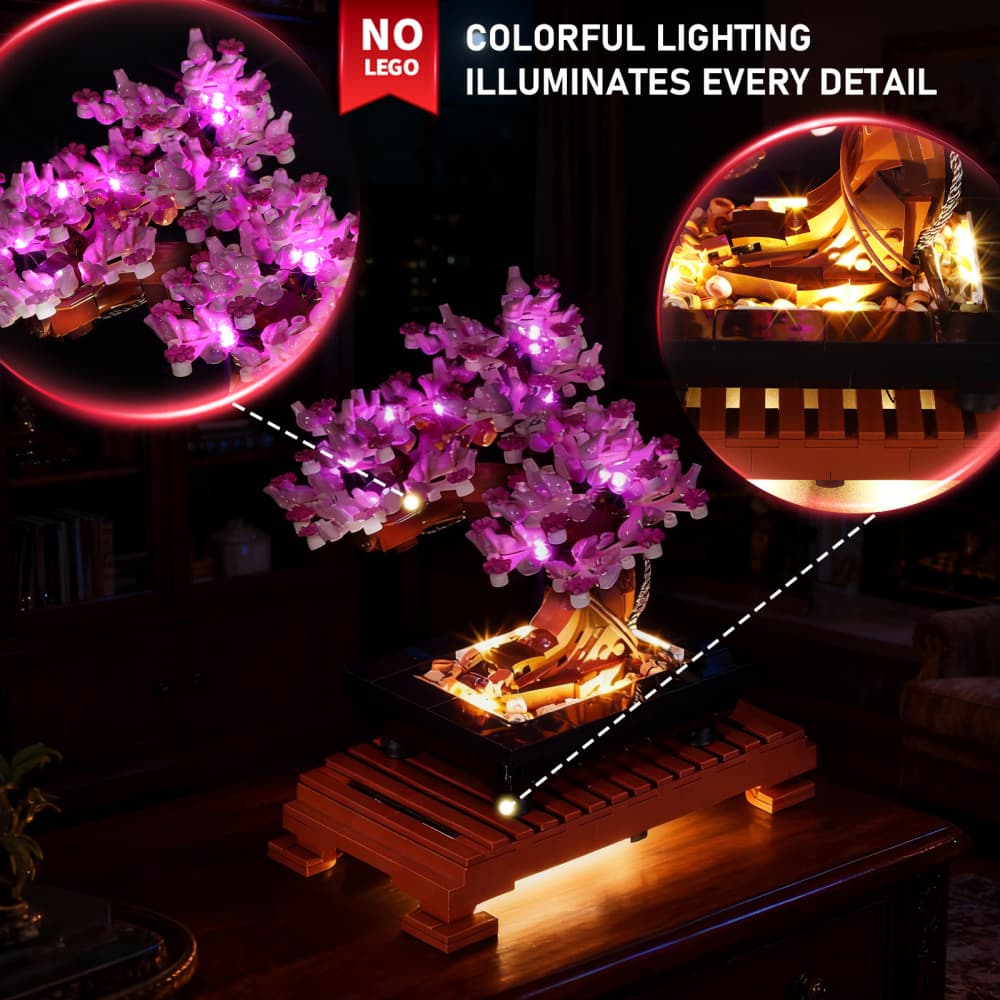 led bonsai tree Light Kit For Lego Bonsai Tree 10281(Pink Blossoms) – Briksmax