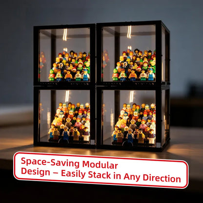 Compact 4-Tier Lighted Display Case for 36 LEGO® Minifigures | BRIKSMAX