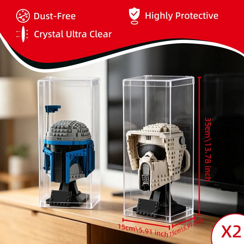 Display Case with Dust Cover(15×15×35cm) | 2 Pack