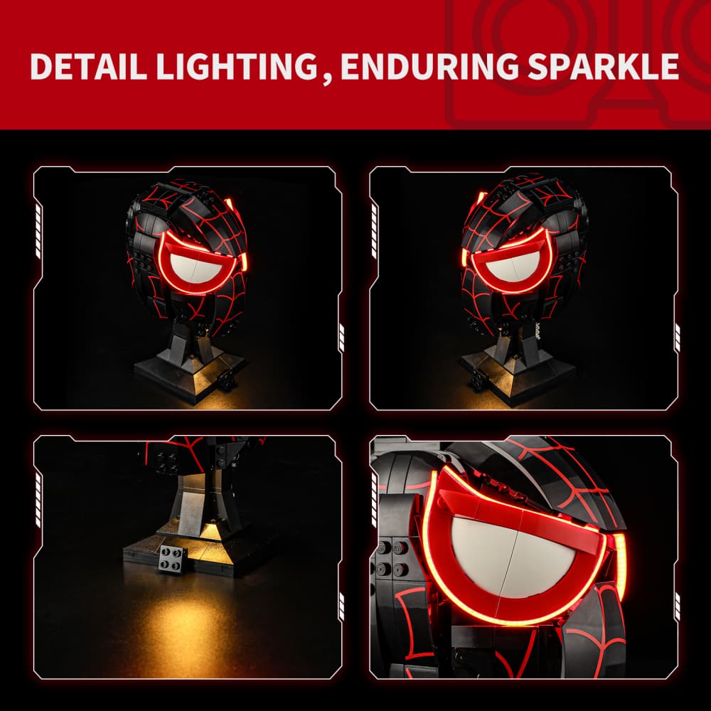 Kit d'éclairage pour masque de Miles Morales n° 76329 - Briksmax 2.0
