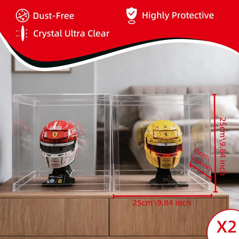 Display Case with Dust Cover(25× 25 × 25 cm) | 2 Pack