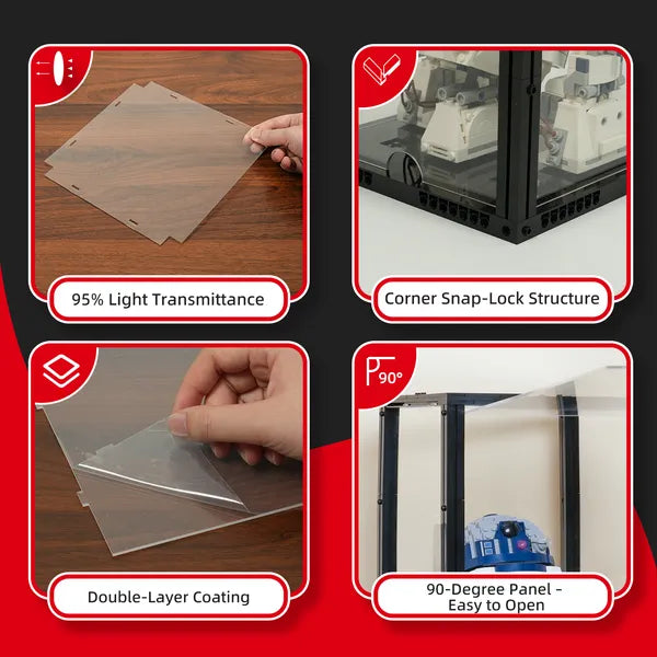 Front-Opening Display Case for LEGO® Models – 19 × 19 × 32 cm