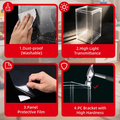 Display Case with Dust Cover(15×15×35cm) | 2 Pack