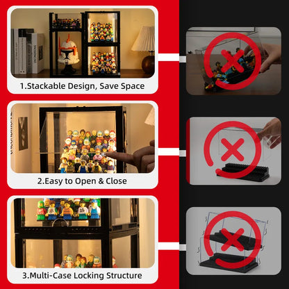 Compact 4-Tier Lighted Display Case for 36 LEGO® Minifigures | BRIKSMAX