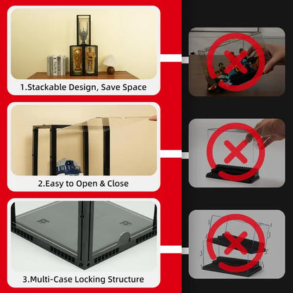 Front-Opening Display Case for LEGO® Models – 19 × 19 × 40 cm