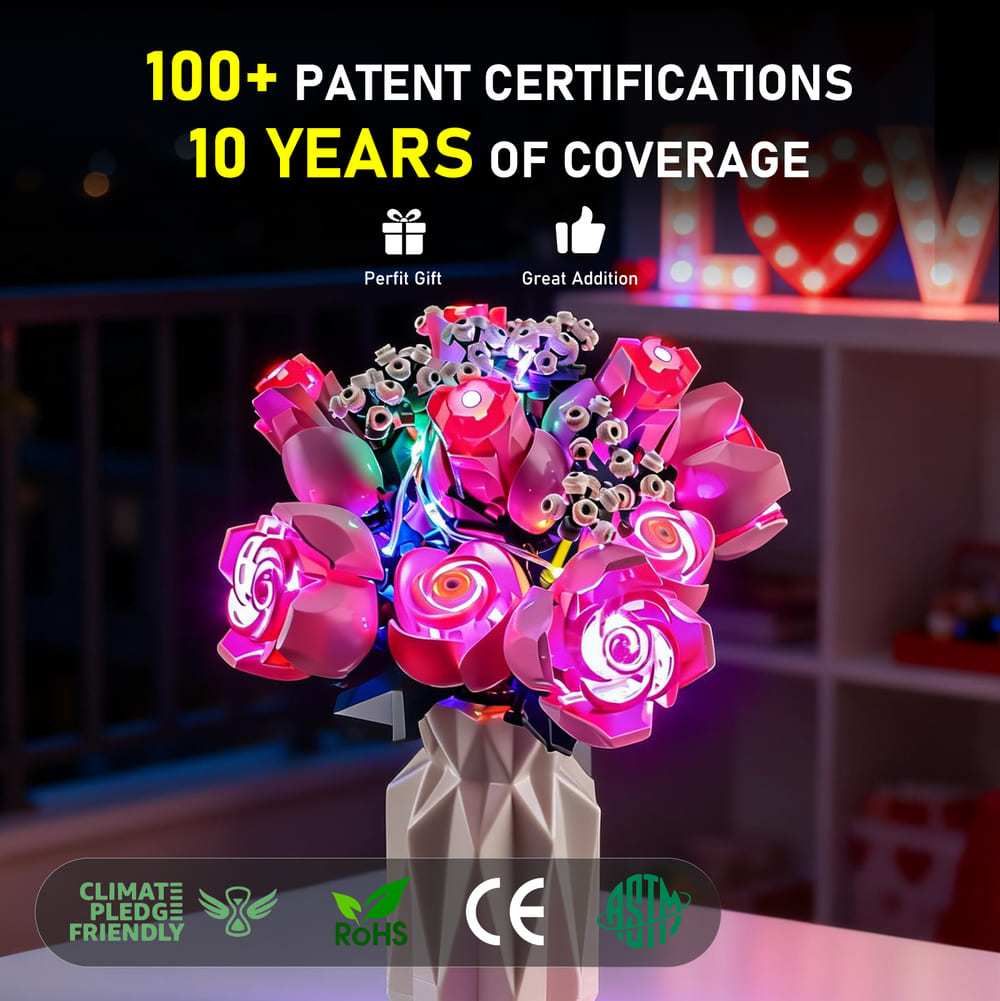 Light Kit For Bouquet of Pink Roses #10374- Briksmax 2.0