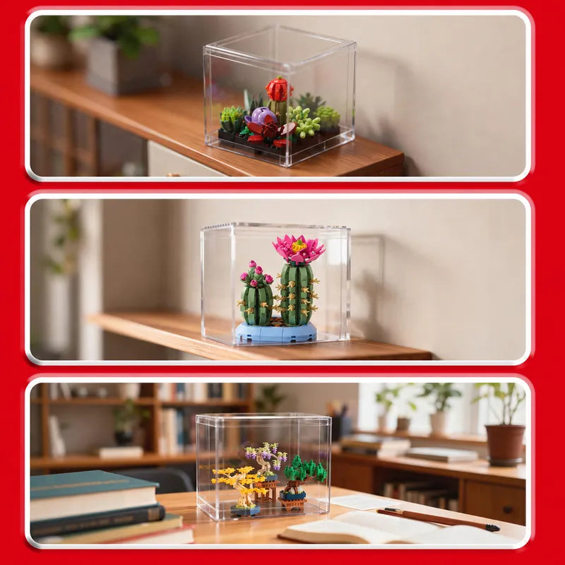 Display Case with Dust Cover(20 × 20 × 20 cm) | 2 Pack