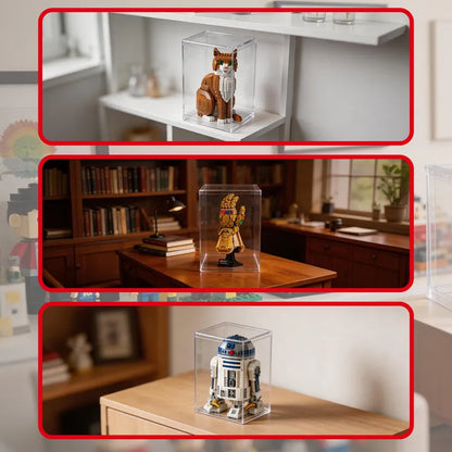 Display Case with Dust Cover(25× 25 × 35 cm) | 2 Pack