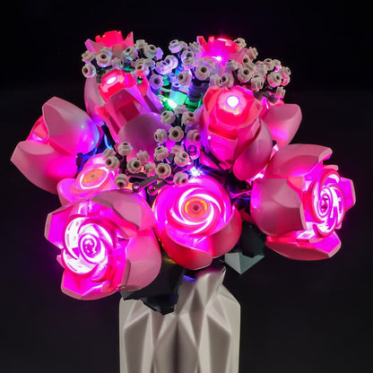 Light Kit For Bouquet of Pink Roses #10374- Briksmax 2.0