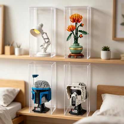 Display Case with Dust Cover(15×15×35cm) | 2 Pack