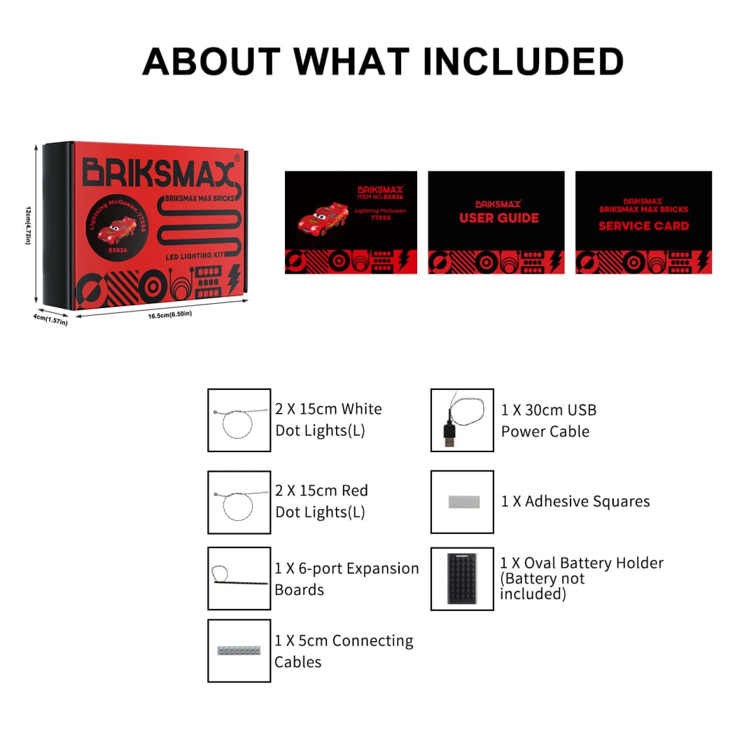 Light Kit for Lightning McQueen 77255- Briksmax 2.0