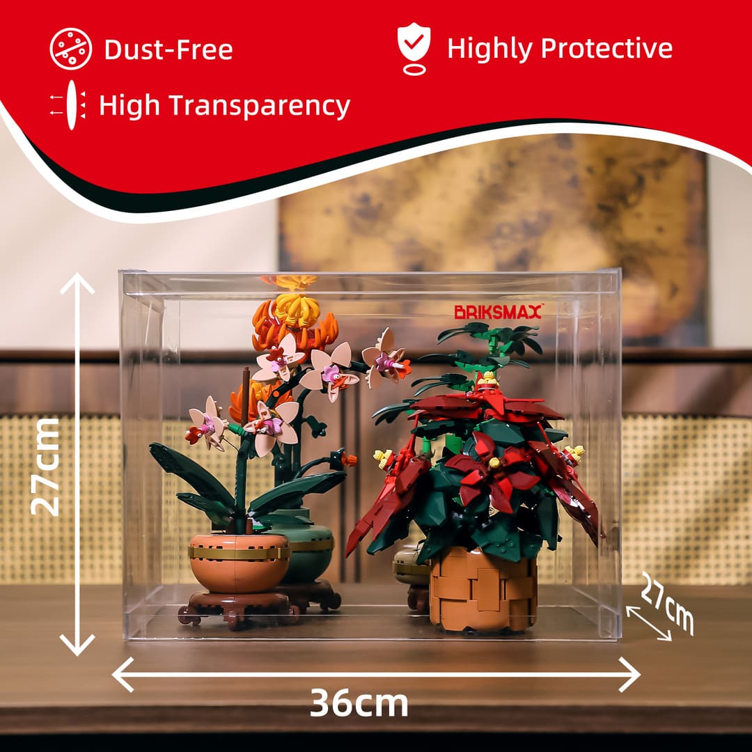 Display Case with Dust Cover(36 × 27 × 27 cm) | 2 Pack