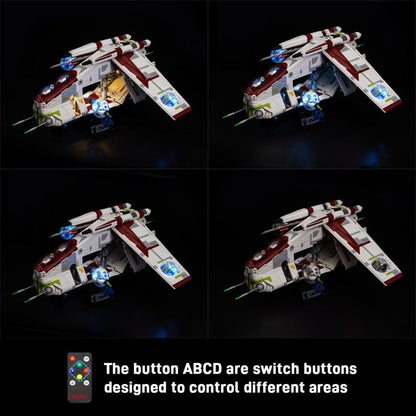 BRIKSMAX LED Lighting Kit for Republic Gunship Compatible with 75309 Building Model, Light Set with Remote Control(Not Include The Building Set)