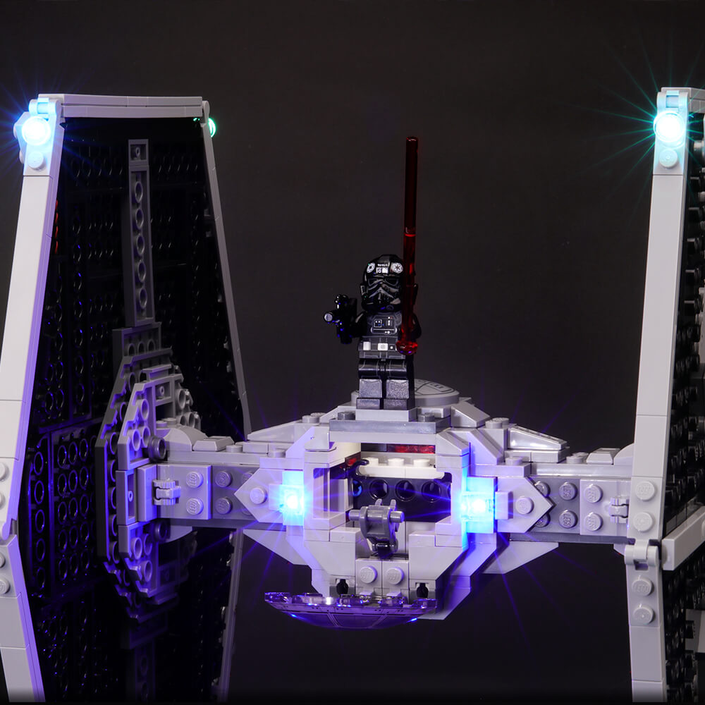 add blue lights to lego 75211 imperial tie fighter