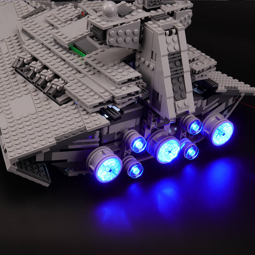 Lego Imperial Star Destroyer huge engine exhausts with blue lights