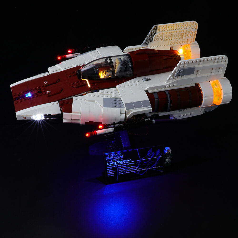 lighting lego A-wing fighter building set