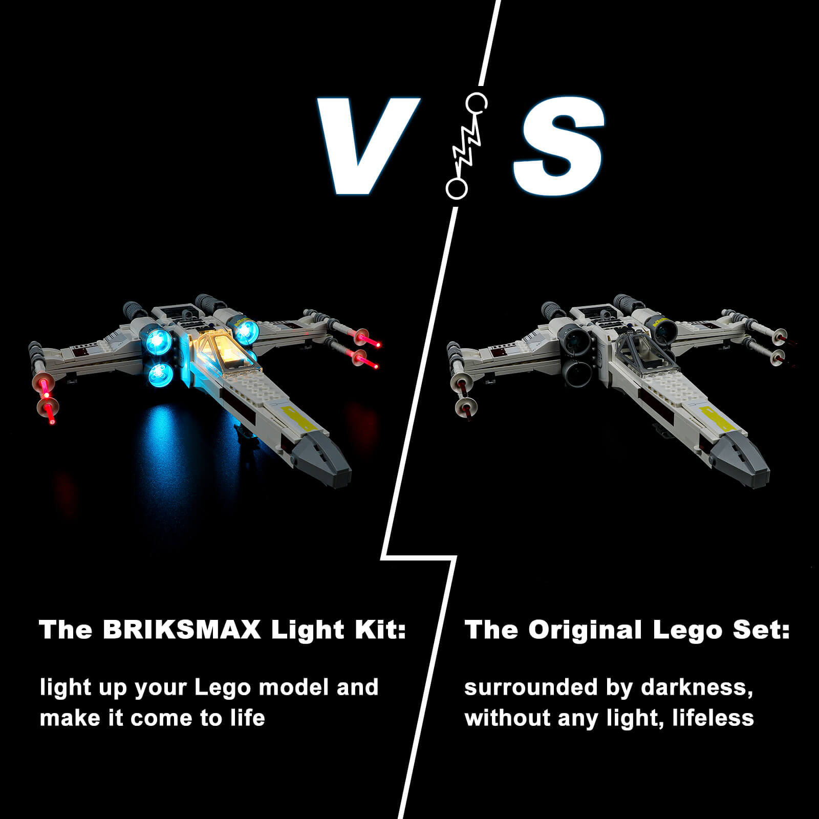 Lego Luke Skywalker’s X-Wing Fighter 75301 light kit from Briksmax