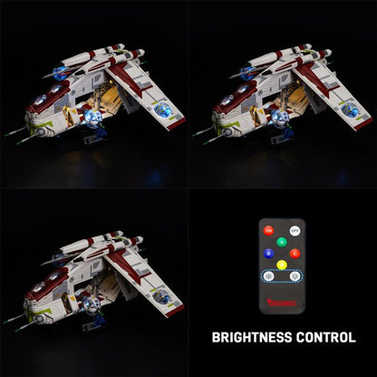 BRIKSMAX LED Lighting Kit for Republic Gunship Compatible with 75309 Building Model, Light Set with Remote Control(Not Include The Building Set)