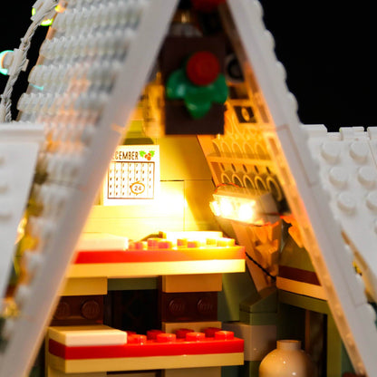 use strip lights to light up lego elf clubhouse bedroom