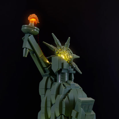 lego architecture liberty statue with warm lights