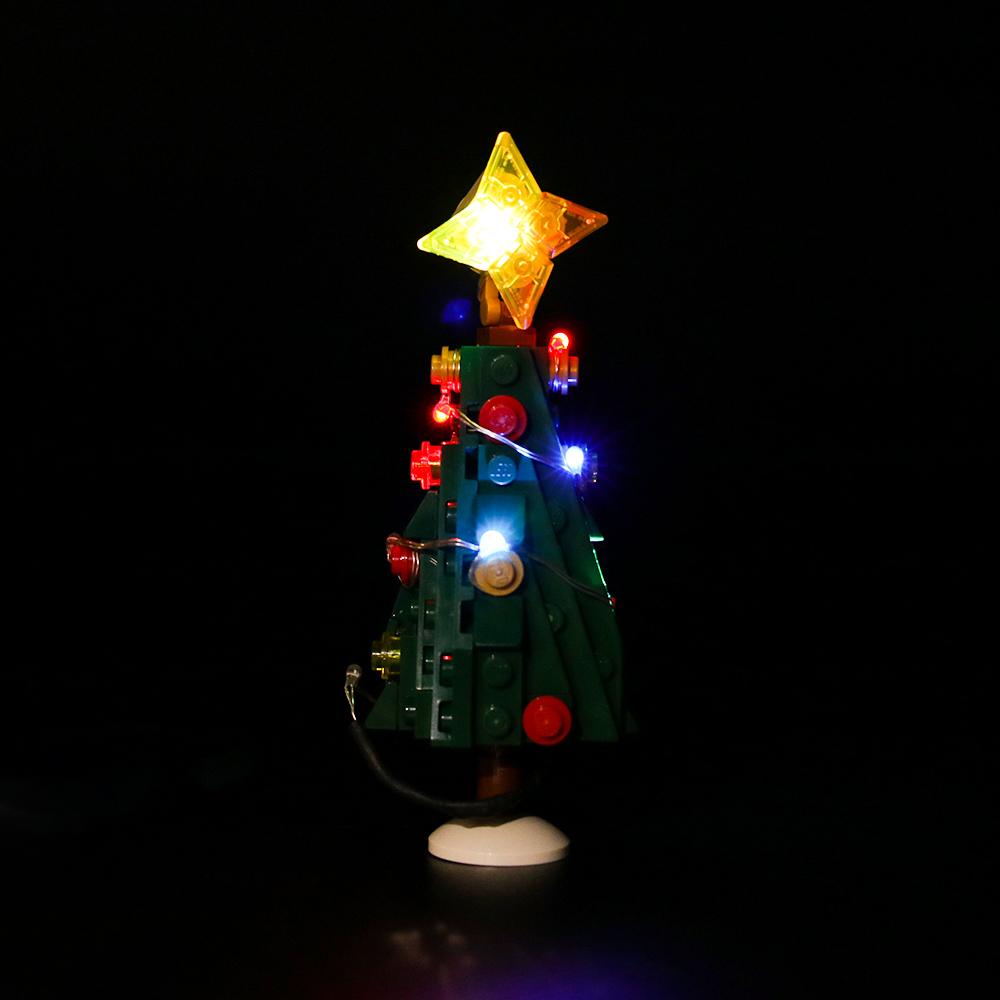 add warm lights to christmas tree from lego gingerbread house