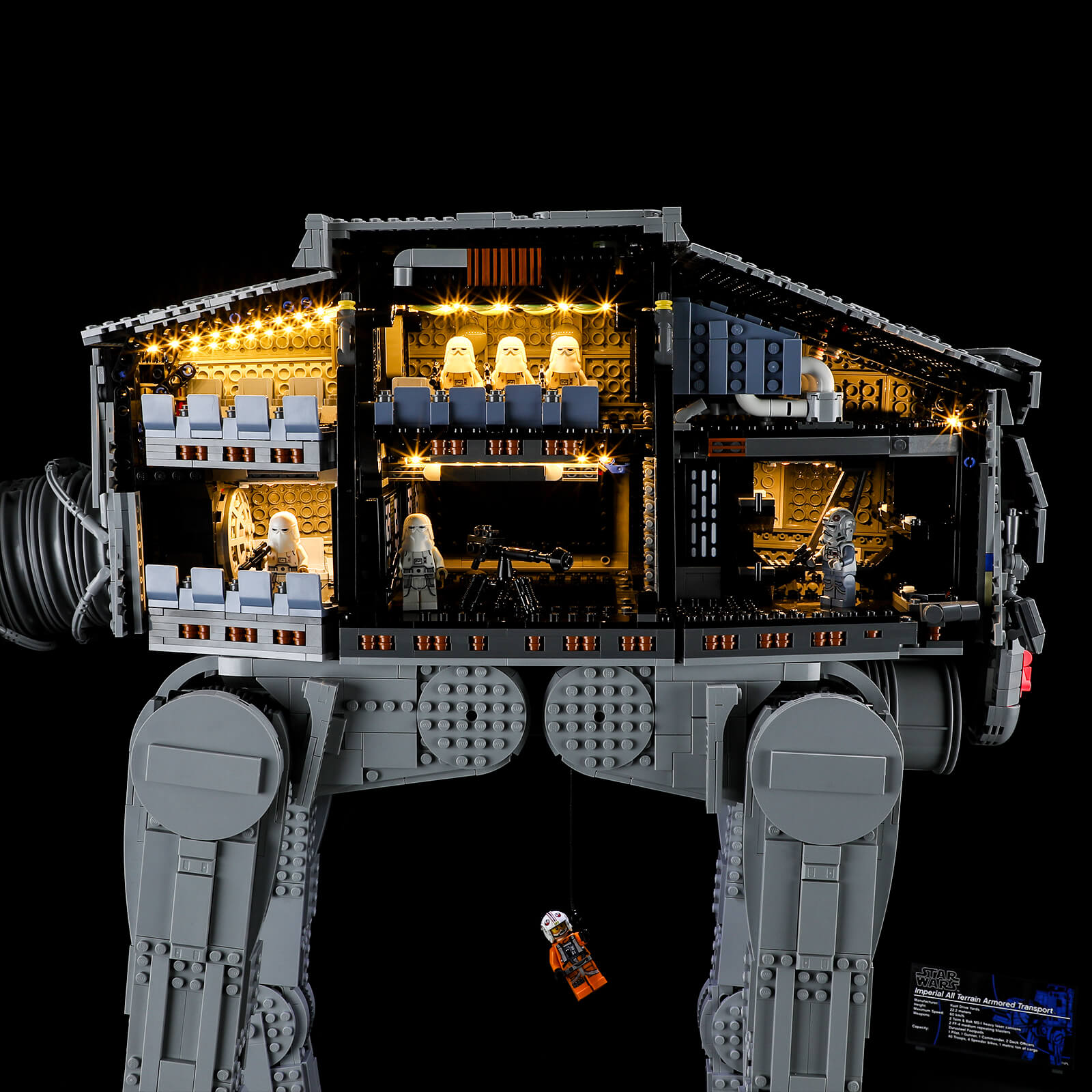Lego Star War AT-AT 75313 interior with lights