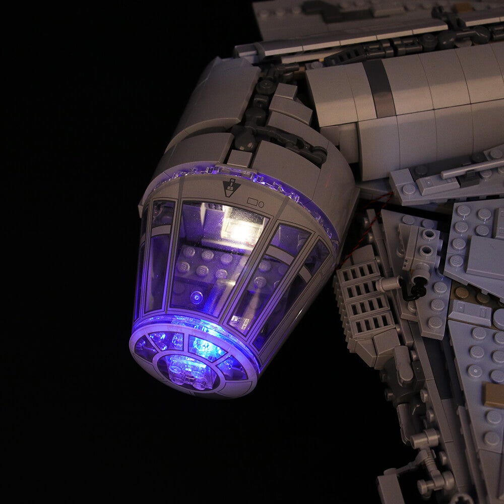 put blue lights to the lego millennium falcon 75192 cockpit