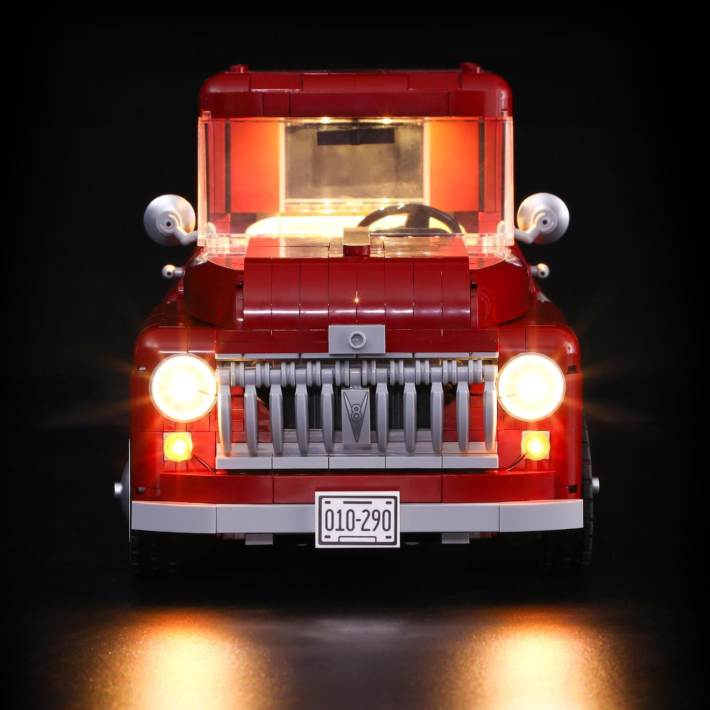 add led lights to the headlight of lego pickup truck 10290