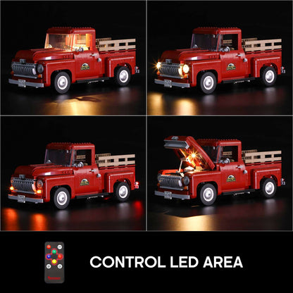 lego 1950s pickup truck lighting area