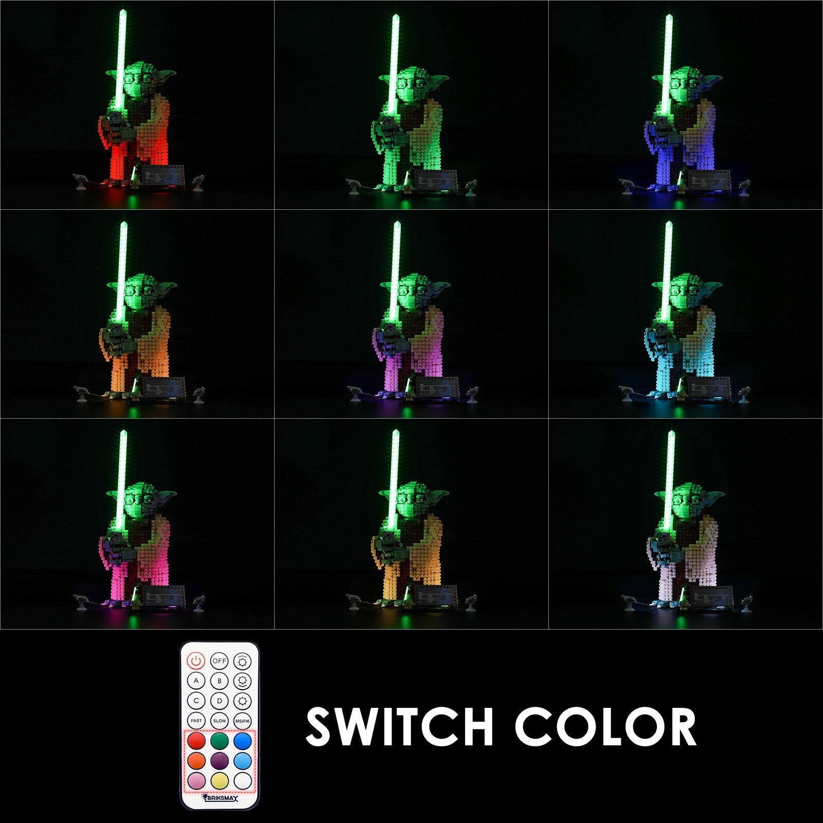switch the light color of 75255 yoda with remote