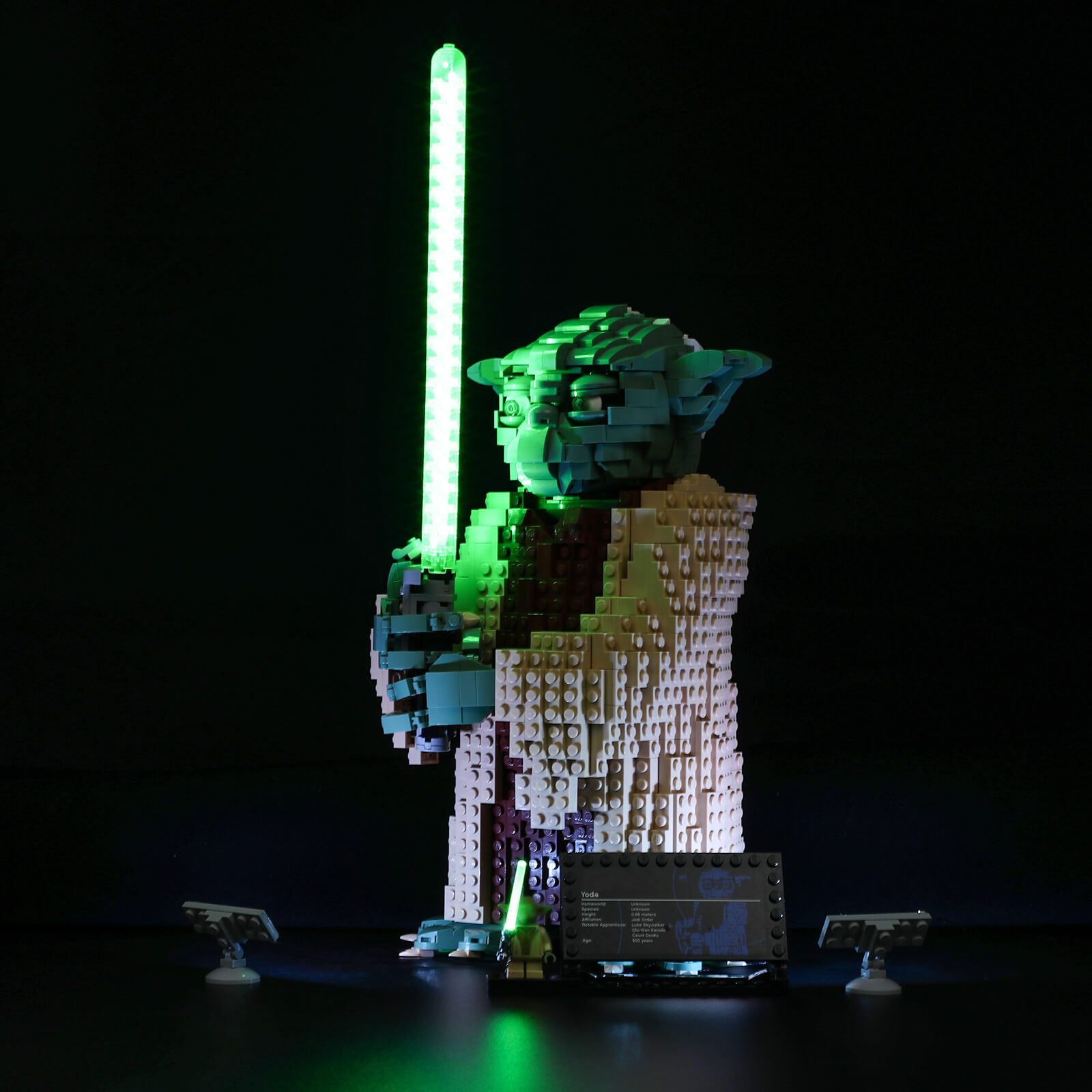 LEGO Star Wars Yoda figure with Lightsaber stands