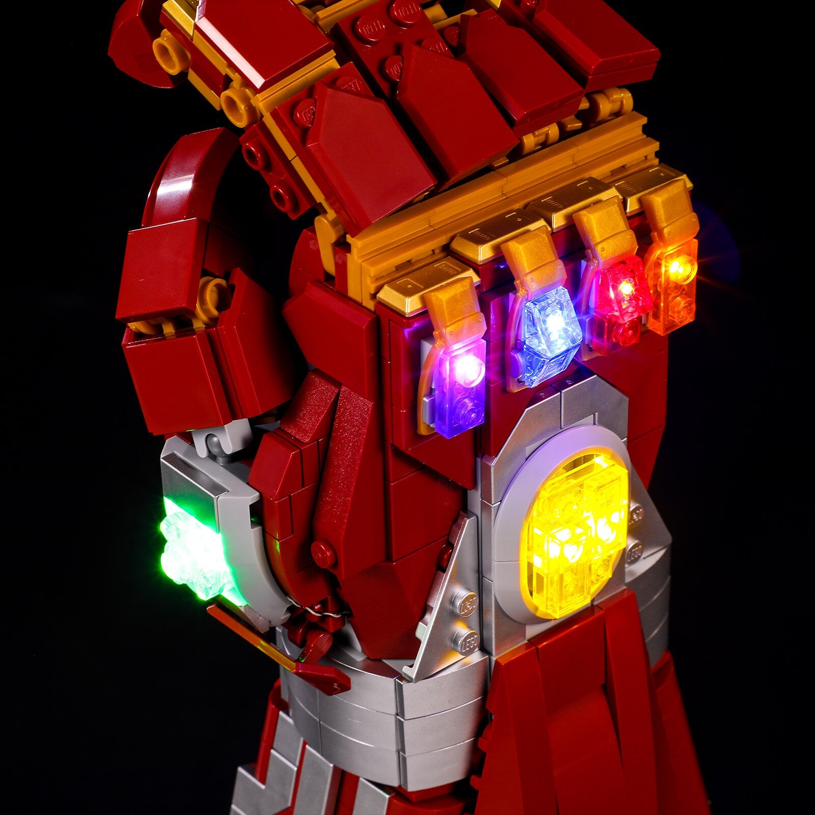 lego 76223 marvel iron mans nano handschuh Compatible Light Kit For Lego Nano Gauntlet 76223 – Briksmax