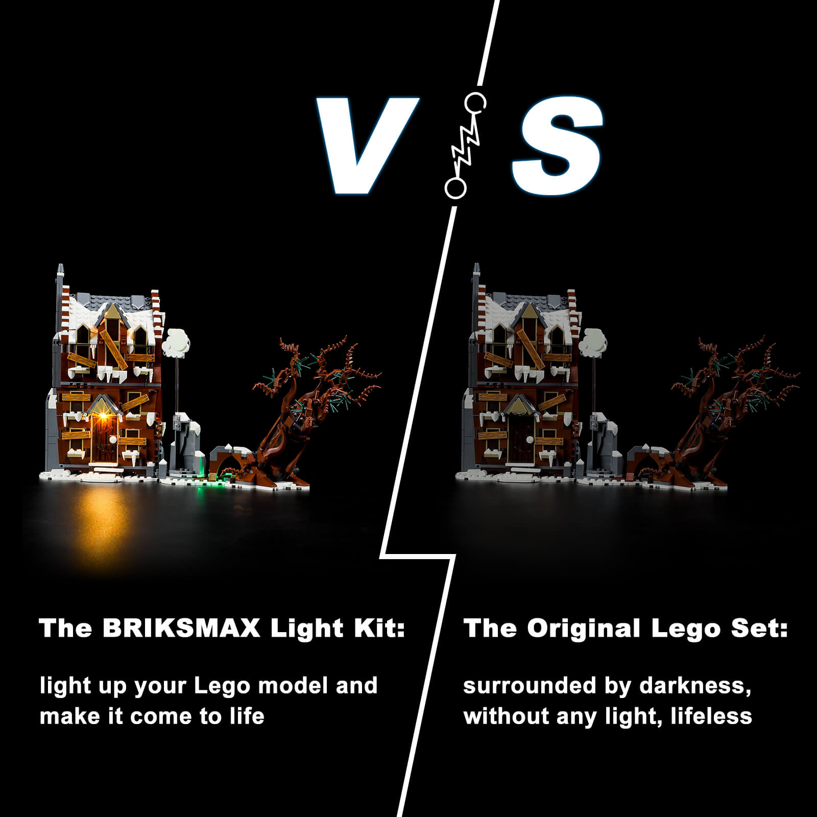 The Shrieking Shack & Whomping Willow 76407 Lego night mode